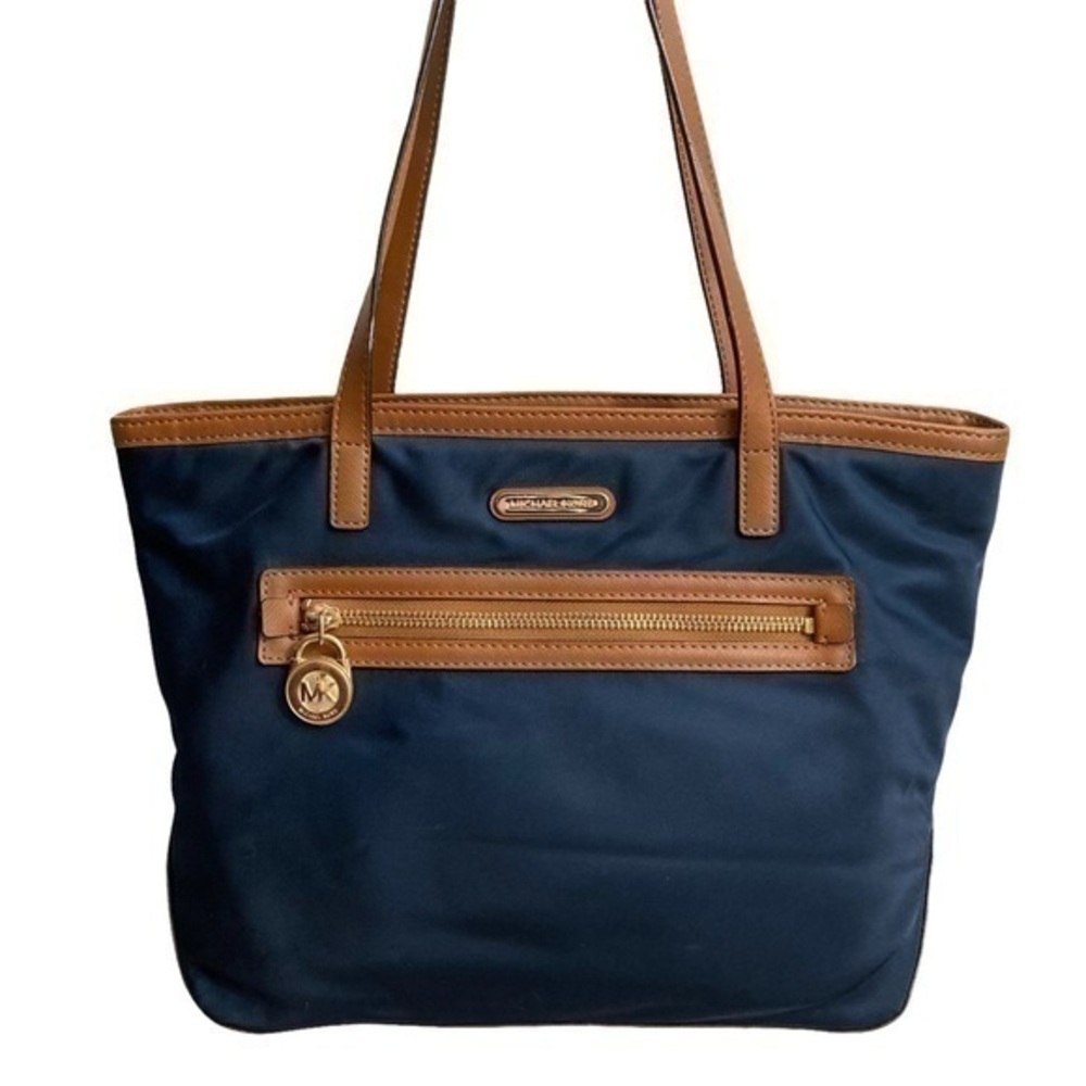 Michael Kors blue nylon zippered tote bag